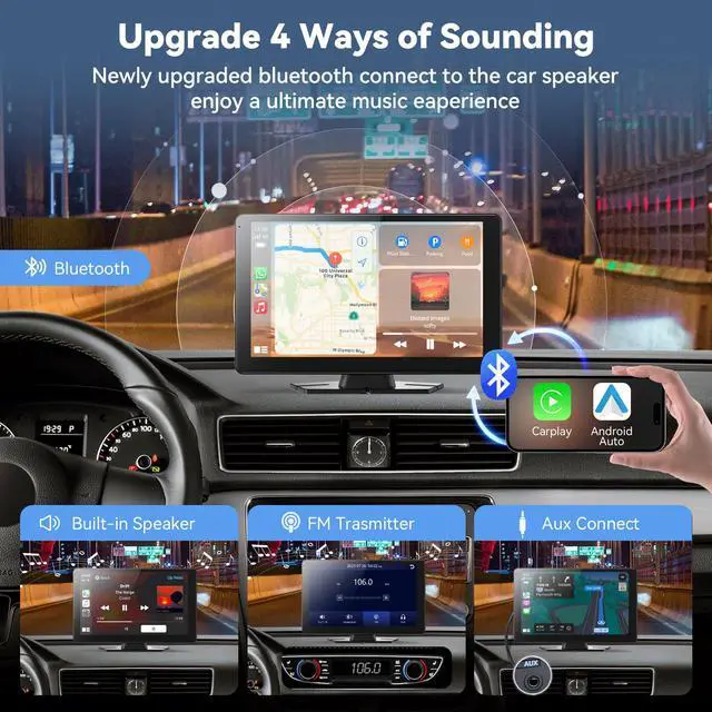 Alt view image 5 of 5 - JoycePure Carplay Screen for Car, 9" Carplay & Android Auto Screen, Car Audio Receivers with 1080p Backup Camera, Bluetooth/GPS Navigation/Voice Control/AUX/SuperLink for All Cars