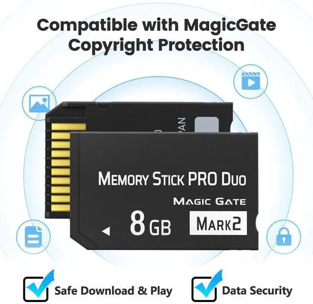 Alt view image 4 of 5 - Original 8GB 2Pack Memory Stick Pro Duo MARK2, High-Speed Memory Stick Duo Compatible with PSP1000 2000 3000 Accessories and Digital Camera Memory Cards (black-8GB-2pcs)