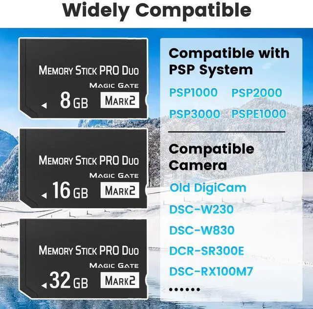Alt view image 5 of 5 - Original 8GB 2Pack Memory Stick Pro Duo MARK2, High-Speed Memory Stick Duo Compatible with PSP1000 2000 3000 Accessories and Digital Camera Memory Cards (black-8GB-2pcs)