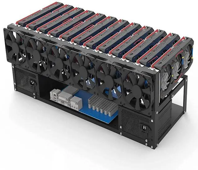12 GPU Mining Rig Frame, Steel Open Air Miner Rig Case Support for Dual ...