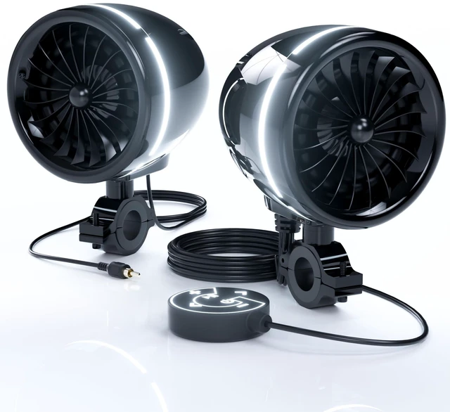 Main image of GoHawk 4 Inch Motorcycle Bluetooth Speakers Motorcycle Radio with LED Ring