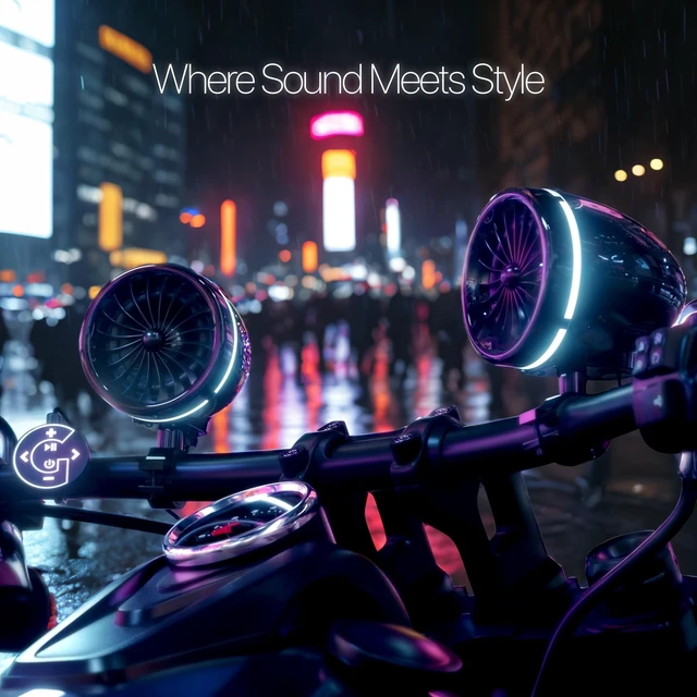 Alt view image 2 of 5 - GoHawk 4 Inch Motorcycle Bluetooth Speakers Motorcycle Radio with LED Ring