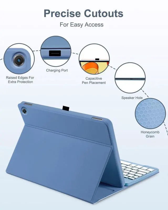 Alt view image 3 of 5 - EAMPANG Case with Keyboard for Fire Max 11 inch (13th Generation, 2023 Release),7 Color Rainbow Backlit Detachable Type-C Charging Keyboard Magnetic Case Pen Holder 13th Gen-Black with Blue