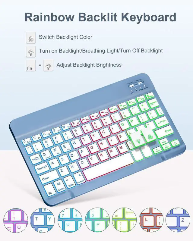 Alt view image 5 of 5 - EAMPANG Case with Keyboard for Fire Max 11 inch (13th Generation, 2023 Release),7 Color Rainbow Backlit Detachable Type-C Charging Keyboard Magnetic Case Pen Holder 13th Gen-Black with Blue