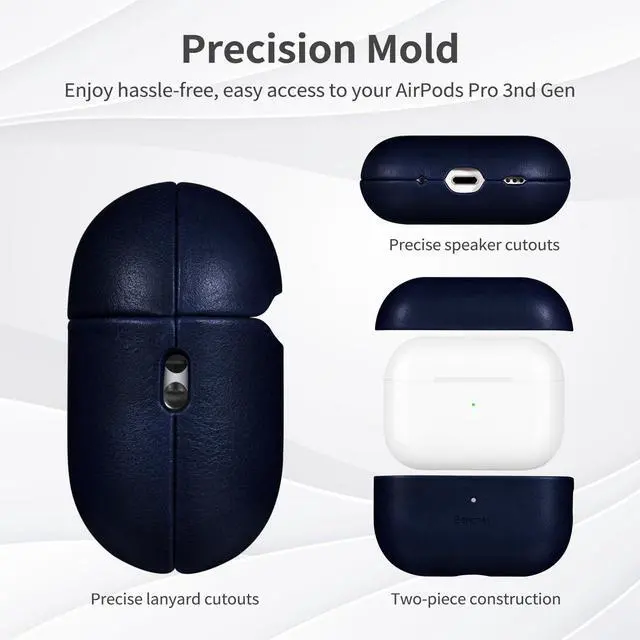 Alt view image 5 of 5 - Belemay Handcrafted Full-Grain Vegetable-Tanned Leather Case for AirPods Pro 3rd Gen (2025), Classy Two-Tone Effect, Natural Patina, Compatible with MagSafe, Compatible with Airpods