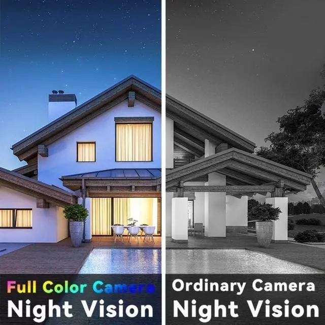 Alt view image 3 of 5 - 4K 8MP PoE IP Camera Outdoor 24/7 Color Night Vision 2.8mm Lens 100 Wide Angle, Visiable White LED Lights, H.265, Compatible with Uniview NVR, NDAA Compliant, Metal Casing Black
