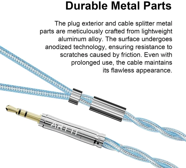 Alt view image 2 of 5 - ARTTI Spark Earphone Upgrade Cable 2 Cores 244 Strands Silver-Plated Copper 7N OCC HiFi IEM Cable 2.5/3.5/4.4mm 3in1 Plug 2pin/MMCX/QDC Cable (Blue, QDC Straight Plug)