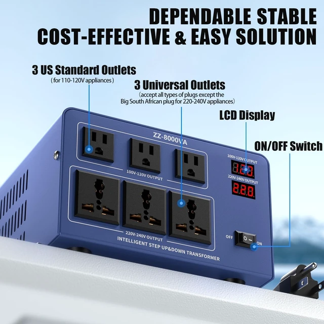 Alt view image 2 of 5 - 8000W Voltage Converter Transformer, Step Up/Down 110V/220V to 220/230/240V