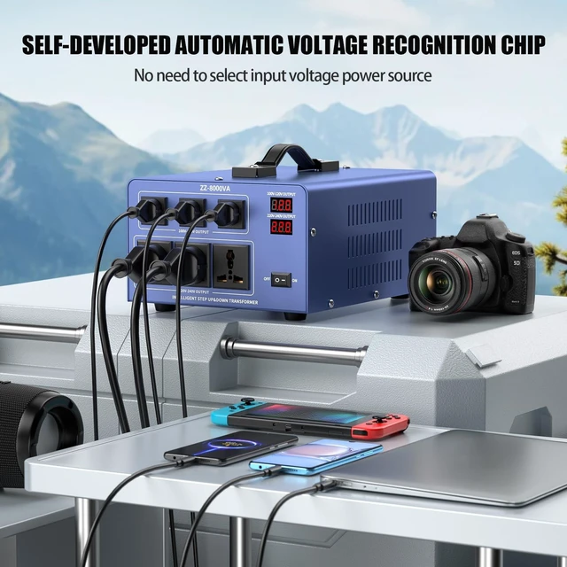 Alt view image 3 of 5 - 8000W Voltage Converter Transformer, Step Up/Down 110V/220V to 220/230/240V