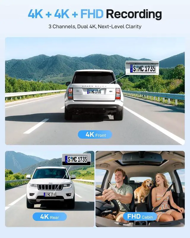 Alt view image 2 of 5 - VIOFO A229 Ultra 3 Channel Dash Cam, Dual 4K + 1080P, 210 Fisheye Cabin Car Camera, Triple STARVIS 2 Sensors with Dual 4K HDR, Faster 5GHz Wi-Fi & GPS, Smart Voice Control, Super Night Vision 2.0