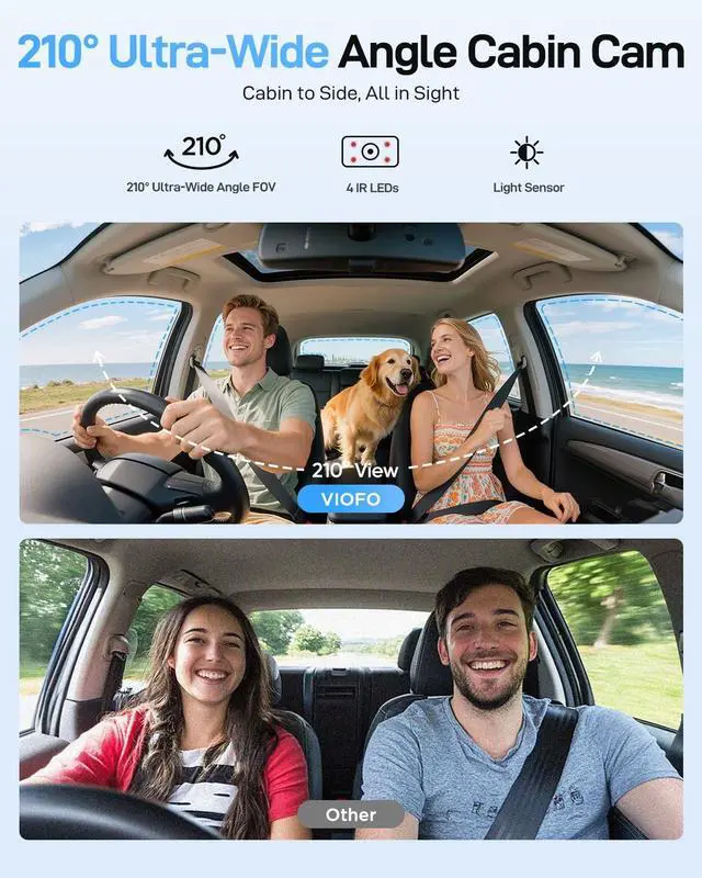 Alt view image 4 of 5 - VIOFO A229 Ultra 3 Channel Dash Cam, Dual 4K + 1080P, 210 Fisheye Cabin Car Camera, Triple STARVIS 2 Sensors with Dual 4K HDR, Faster 5GHz Wi-Fi & GPS, Smart Voice Control, Super Night Vision 2.0