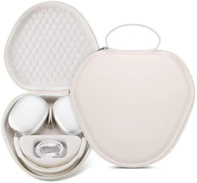 Main image of Maxjoy for Airpods Max Case, Smart Case Supports Sleep Mode, Hard Organizer Portable Travel Carrying Cover Storage Bag for Apple AirPods Max Headphone, Khaki-EVA