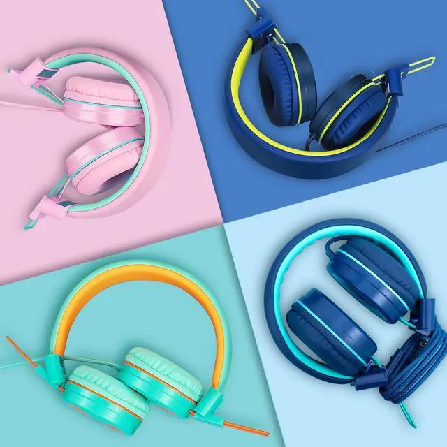 Alt view image 5 of 5 - CN-Outlet 10 Pack Classroom Headphones Bulk for K-12 School Kids, Class Set Headphones for Students Teens Library Computer Testing Centers (Mixed Color with Microphone)