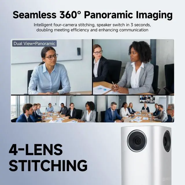 Alt view image 3 of 5 - SVBONY A1 AI-Powered 360Conference Camera,Speaker Tracking & Auto Framing, 1080P Video,AI Noise Cancellation, 16.5ft Microphone Pickup Meeting Room Camera,Compatible with Zoom,Teams & Google Meet