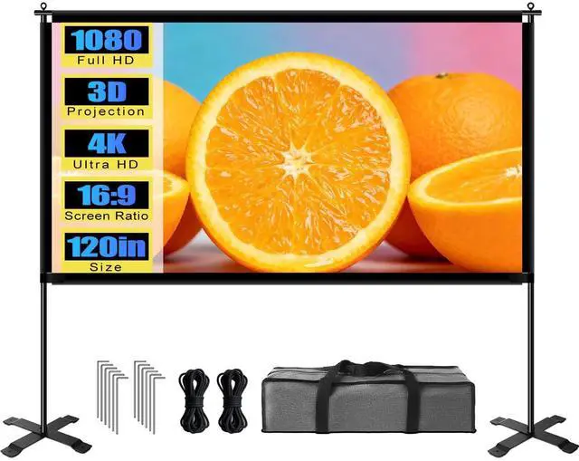Main image of XIAOHUI 120 inch Outdoor Projector Screen with Stand, Portable Projector Screen with Carry Bag, 4K Anti Light Glare Movie Projection Screen for World Cup Indoor Room Home Theate