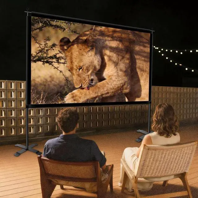 Alt view image 2 of 5 - XIAOHUI 120 inch Outdoor Projector Screen with Stand, Portable Projector Screen with Carry Bag, 4K Anti Light Glare Movie Projection Screen for World Cup Indoor Room Home Theate