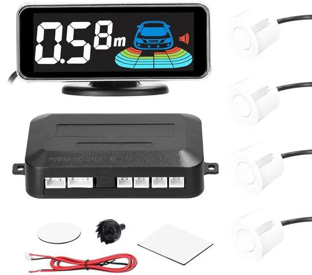 Main image of Shkalacar Car Reverse Parking Radar System Backup Rear Reversing Radars with 4 Parking Sensors Distance Detection + LCD Distance Display + Sound Warning Buzzer