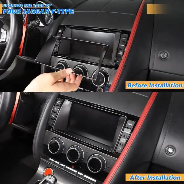 Alt view image 2 of 5 - Car Dashboard GPS Navigation Panel Frame For Jaguar F-Type 2013-2024 Central Navigation Screen Panel TrimMultimedia Control Screen Frame Decoration Cover (Navigation Screen Inner Frame, Matt Black)