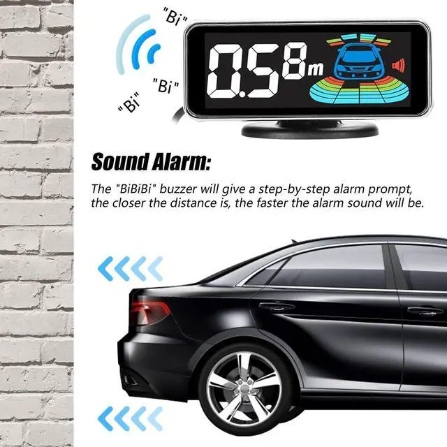 Alt view image 3 of 5 - Shkalacar Car Reverse Parking Radar System Backup Rear Reversing Radars with 4 Parking Sensors Distance Detection + LCD Distance Display + Sound Warning Buzzer