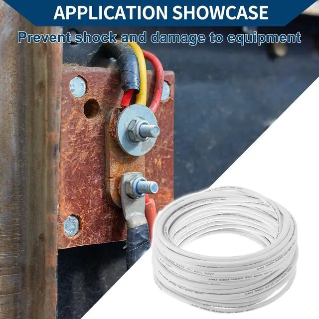 Alt view image 3 of 5 - Hihaha Electrical Ground Wire Automotive Power Wire 98FT White TC 1 Pcs 14AWG 2 Conductor Fully Insulated& Soft Touch Jacket Universal