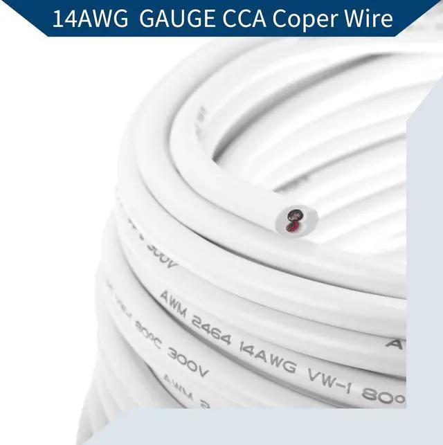 Alt view image 5 of 5 - Hihaha Electrical Ground Wire Automotive Power Wire 98FT White TC 1 Pcs 14AWG 2 Conductor Fully Insulated& Soft Touch Jacket Universal