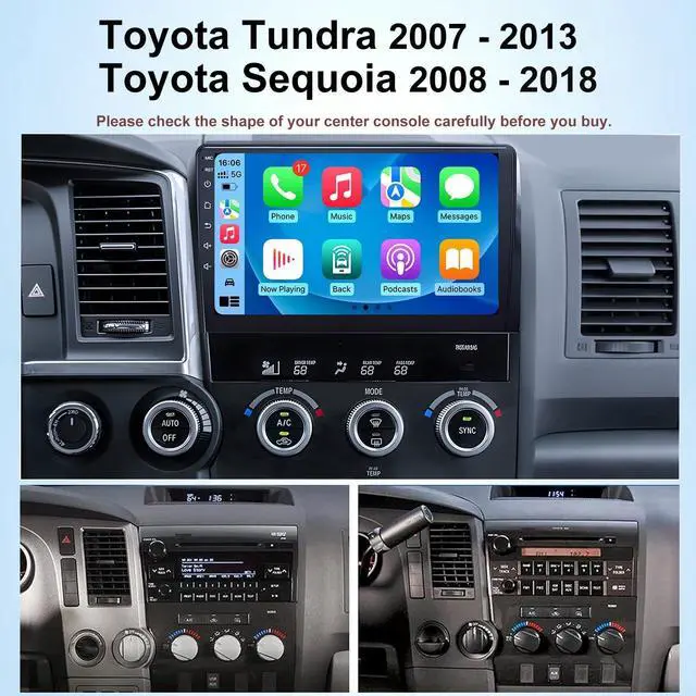Alt view image 3 of 5 - Car Radio for Toyota Tundra 2007-2013/Sequoia 2008-2018,Android 14 10.1" QLED Touchscreen Stereo Support Car Play Android Auto with Bluetooth 4G WiFi SWC AM/FM/RDS Octa-Core 6GB RAM+128GB ROM