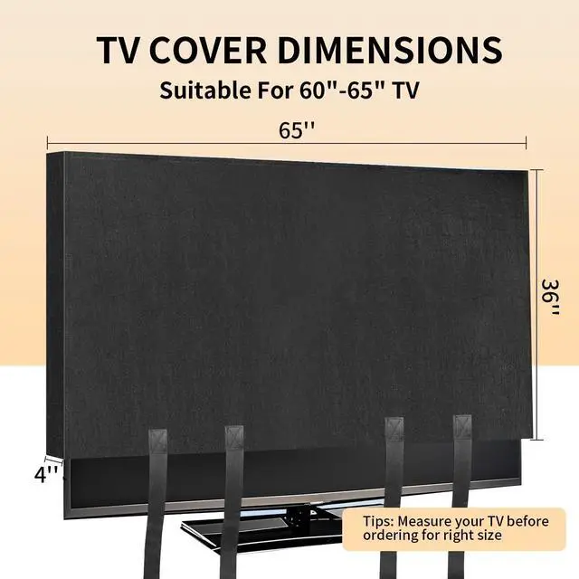 Alt view image 2 of 5 - Tv Cover for Moving 60 to 65, with Straps at the Bottom, Dust-Proof and anti-Scratch felt Material, Suitable for LED/LCD/OLED TVs, ideal for House Decoration, Moving, Scratches on Other Furniture