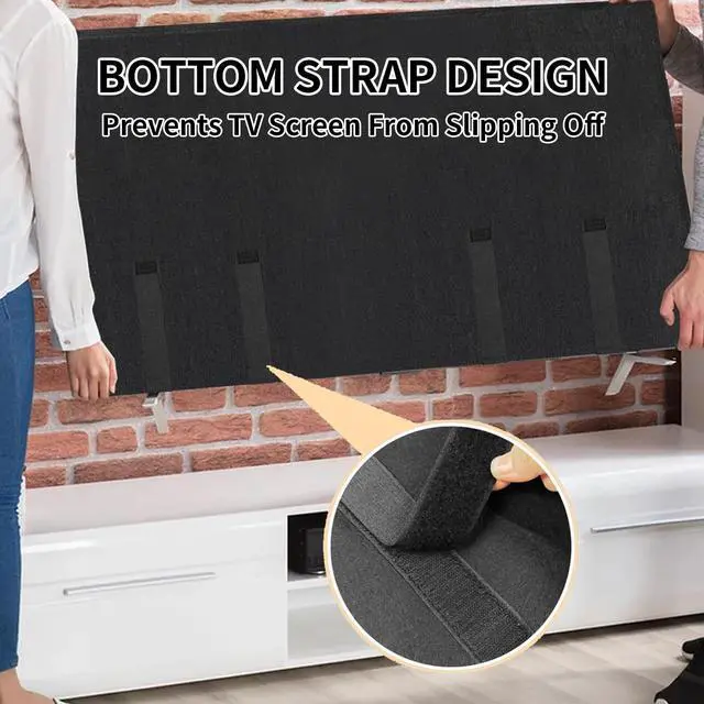 Alt view image 4 of 5 - Tv Cover for Moving 60 to 65, with Straps at the Bottom, Dust-Proof and anti-Scratch felt Material, Suitable for LED/LCD/OLED TVs, ideal for House Decoration, Moving, Scratches on Other Furniture