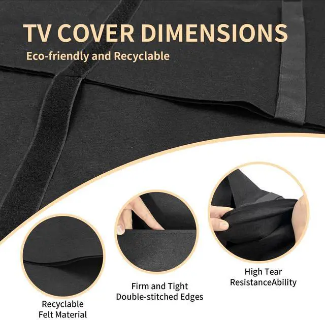 Alt view image 3 of 5 - Tv Cover for Moving 60 to 65, with Straps at the Bottom, Dust-Proof and anti-Scratch felt Material, Suitable for LED/LCD/OLED TVs, ideal for House Decoration, Moving, Scratches on Other Furniture