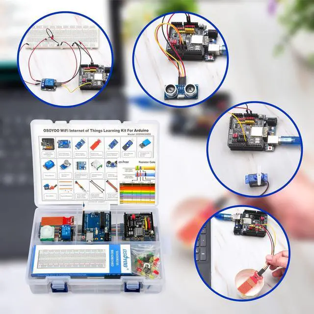 Alt view image 2 of 5 - OSOYOO WiFi Internet of Things Learning Kit for Arduino ^^ Include ESP8266 WiFi Shiled ^^ Smart IOT Mechanical DIY Coding for Teens Adults Programming Learning How to Code