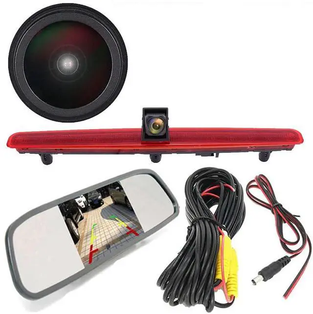Alt view image 2 of 5 - Caros HD 1280x720 Pixels 1000 TV Lines 3rd Brake Light Reversing Camera Brake lamp Parking Camera Replacement for VW T5 Bus Transporter Multivan Caravelle Business Third 3rd+4.3' Reverse Monitor