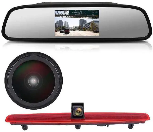Main image of Caros HD 1280x720 Pixels 1000 TV Lines 3rd Brake Light Reversing Camera Brake lamp Parking Camera Replacement for VW T5 Bus Transporter Multivan Caravelle Business Third 3rd+4.3' Reverse Monitor