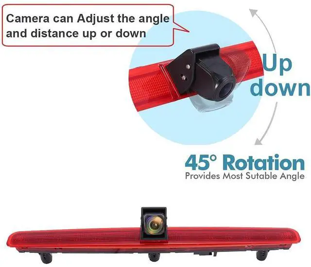 Alt view image 5 of 5 - Caros HD 1280x720 Pixels 1000 TV Lines 3rd Brake Light Reversing Camera Brake lamp Parking Camera Replacement for VW T5 Bus Transporter Multivan Caravelle Business Third 3rd+4.3' Reverse Monitor