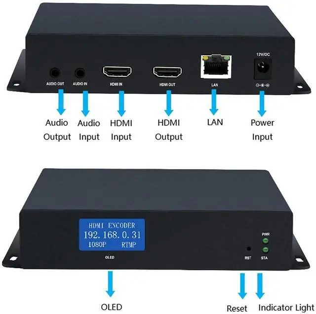 Alt view image 2 of 5 - ORIVISION H265&H264/MJPEG HDMI Video Encoder HD 1080P@60HZ (4K Optional) OLED Video Audio Encoders with Loopout Max 4 Channels Streams Output HTTP/SRT/RTMP/RTMPS/RTSP Streaming YouTube Facebook Live
