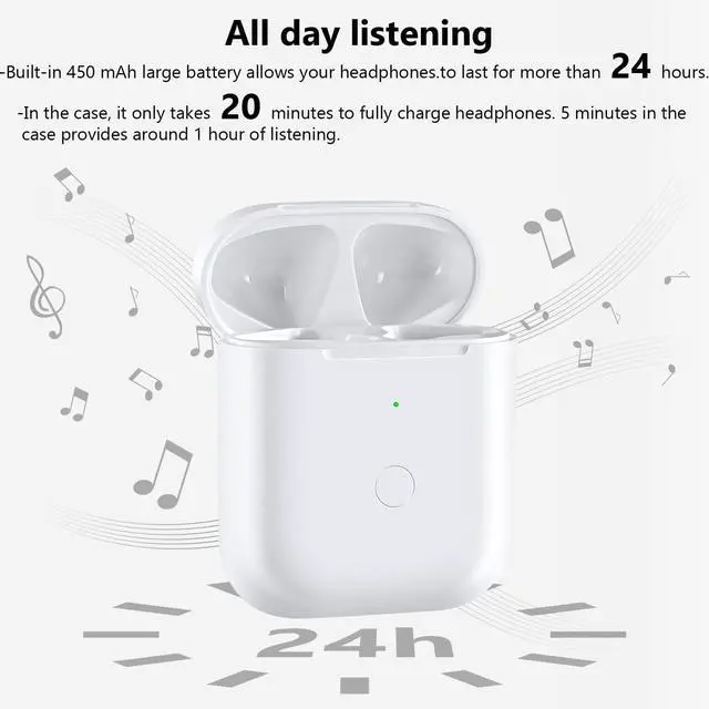 Alt view image 4 of 5 - Wireless Charging Case Compatible with AirPod 2 1, Air Pod Charger Case Replacement with Bluetooth Pairing Sync Button, No Earbuds,White