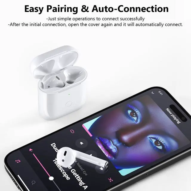 Alt view image 3 of 5 - Wireless Charging Case Compatible with AirPod 2 1, Air Pod Charger Case Replacement with Bluetooth Pairing Sync Button, No Earbuds,White