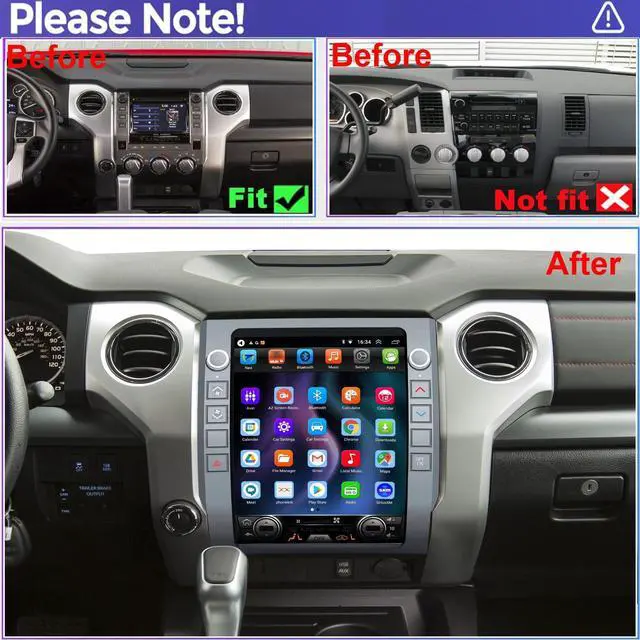 Alt view image 2 of 5 - QLED 8-Core CPU Radio Upgrade for Toyota Tundra 2014 2015 2016 2017 2018,12.1inch IPS Screen,CarPlay Android Auto Ready,Steering Wheel Control