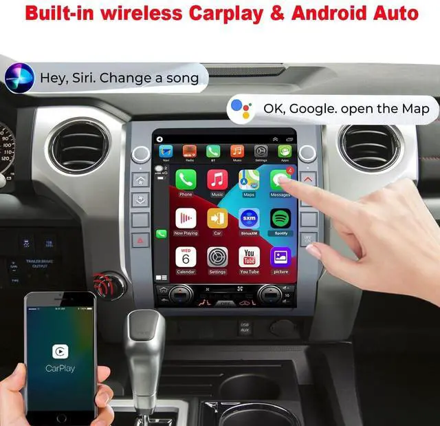 Alt view image 3 of 5 - QLED 8-Core CPU Radio Upgrade for Toyota Tundra 2014 2015 2016 2017 2018,12.1inch IPS Screen,CarPlay Android Auto Ready,Steering Wheel Control