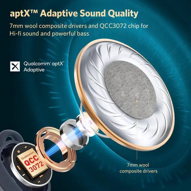 Alt view image 3 of 5 - EarFun Free Pro 3 Noise Cancelling Wireless Earbuds, Hi-Res Sound, Snapdragon Sound with Qualcomm aptX Adaptive, 6 Mics ENC, Bluetooth 5.3 Earbuds, Multipoint Connection, Custom EQ App, Navy Bl