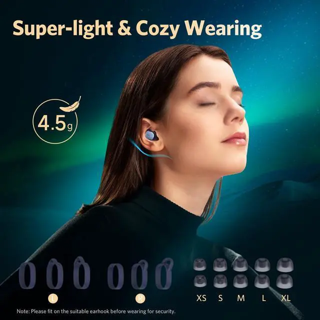 Alt view image 4 of 5 - EarFun Free Pro 3 Noise Cancelling Wireless Earbuds, Hi-Res Sound, Snapdragon Sound with Qualcomm aptX Adaptive, 6 Mics ENC, Bluetooth 5.3 Earbuds, Multipoint Connection, Custom EQ App, Navy Bl