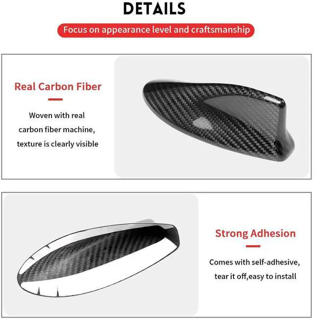 Alt view image 4 of 5 - BLAKAYA Compatible with Antenna Cover Shark Fin Trim Hood Real Carbon Fiber Automotive Roof Aerials for Toyota Camry 2024 2025 (Black)
