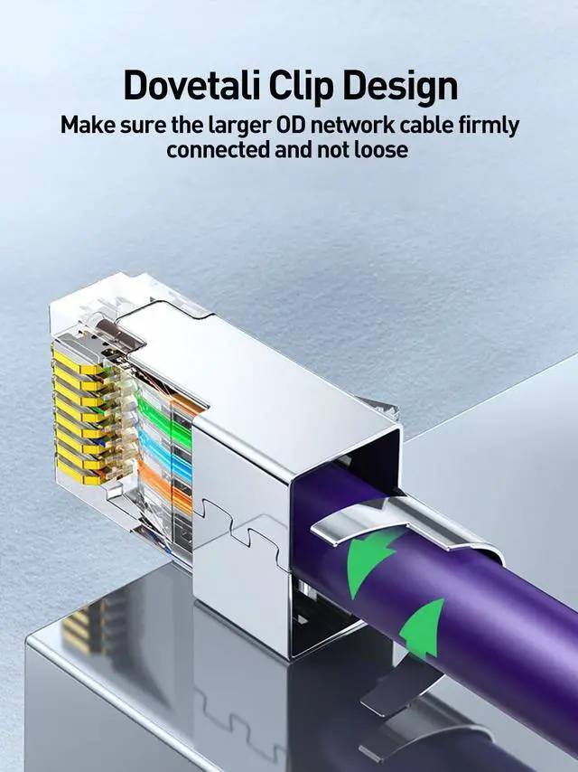Alt view image 5 of 5 - ZOERAX 50-Pack Cat7 Cat6A Shielded Pass Through RJ45 Connectors, 3-Prong Gold Plated CAT7 Modular Plug for Solid or Stranded STP/FTP Ethernet Cable (Silver)