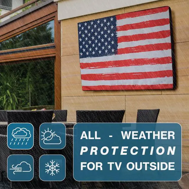 Alt view image 2 of 5 - Outdoor TV Cover 48, 49, 50 inch - WITH ZIPPER, Weatherproof and Waterproof 360 degrees protection, 600D Heavy Duty Fabric American Flag