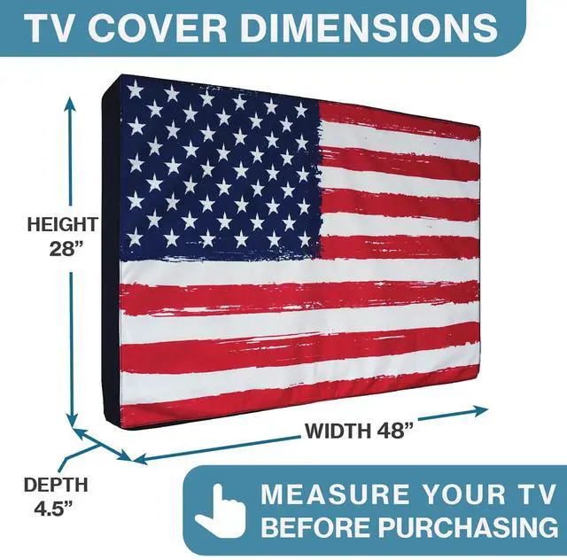 Alt view image 3 of 5 - Outdoor TV Cover 48, 49, 50 inch - WITH ZIPPER, Weatherproof and Waterproof 360 degrees protection, 600D Heavy Duty Fabric American Flag