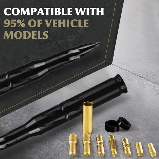 Alt view image 4 of 5 - 7.8in Car Truck Antenna Black Bullet Antenna Truck Accessories Silverado 1500 Ford F150 Dodge Ram 1500 GMC Sierra 1500 Ranger Short Replacement Antena para Carro (Black, 7.8in Spiral Style)