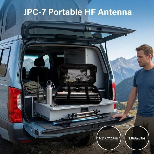 Alt view image 4 of 5 - JPC-7 HF Antennas for Ham Radio 7-50MHz All Band Shortwave Radio Antenna with Low SWR <1.2, 40m-6m 8 Bands Easy Setup for POTA/Field Day