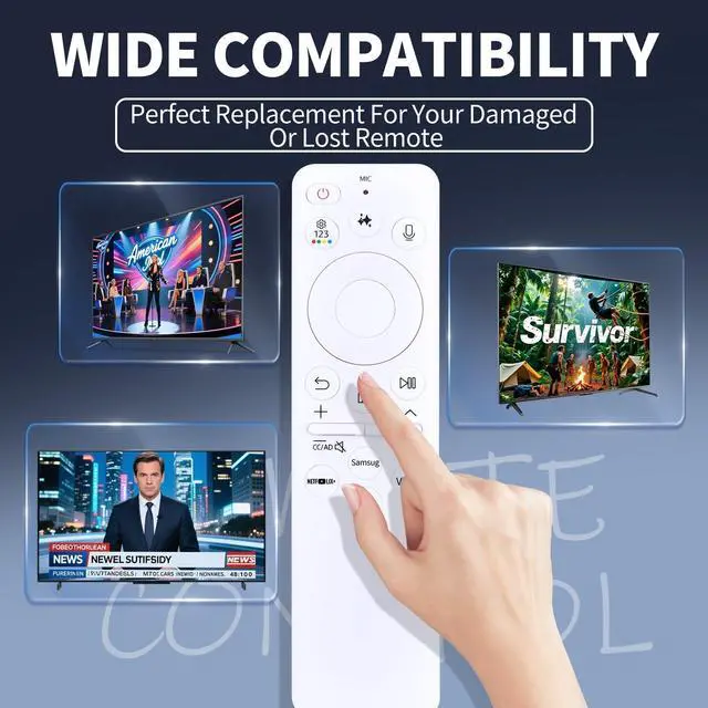 Alt view image 2 of 5 - FQOUG BN59-01480A for Samsung Solar TV Remote Control with AI, Rechargeable Replacement for Samsung Smart TV with Voice Control, Solarcell and USB Charging, White (2025 Models)