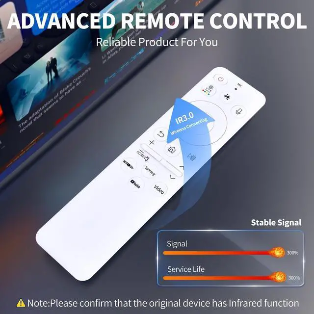 Alt view image 4 of 5 - FQOUG BN59-01480A for Samsung Solar TV Remote Control with AI, Rechargeable Replacement for Samsung Smart TV with Voice Control, Solarcell and USB Charging, White (2025 Models)