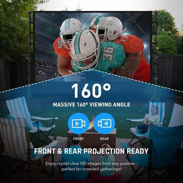 Alt view image 2 of 5 - 200 Inch Outdoor Projector Screen with Stand: LEORFI Large Projection Screen with Adjustable Tripod, Front & Rear Projection Wrinkle-Free Movie Screen with Transport Bag for Backyard Movie Night