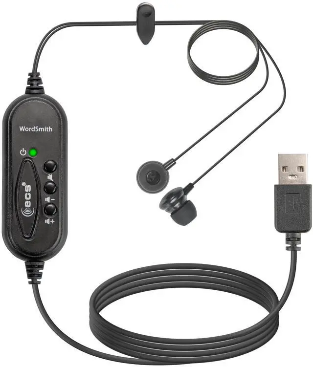 Alt view image 3 of 5 - ECS WordSmith Noise Reduction in-Ear Transcription Headset with USB Connection, Infinity-3 USB Foot Pedal, 3-Port Hub & Multiple Ear Tips